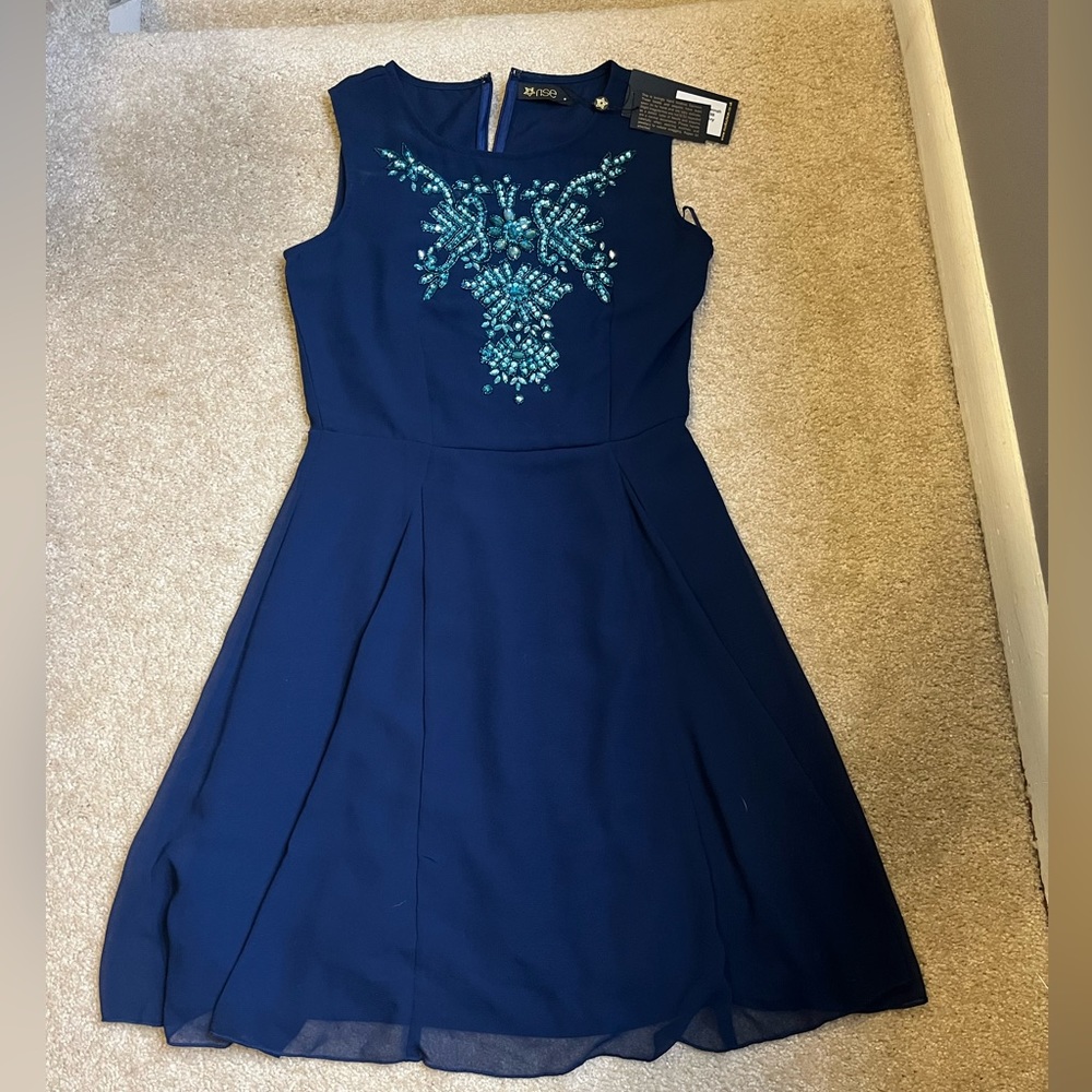Boutique brand Navy blue embellished dress